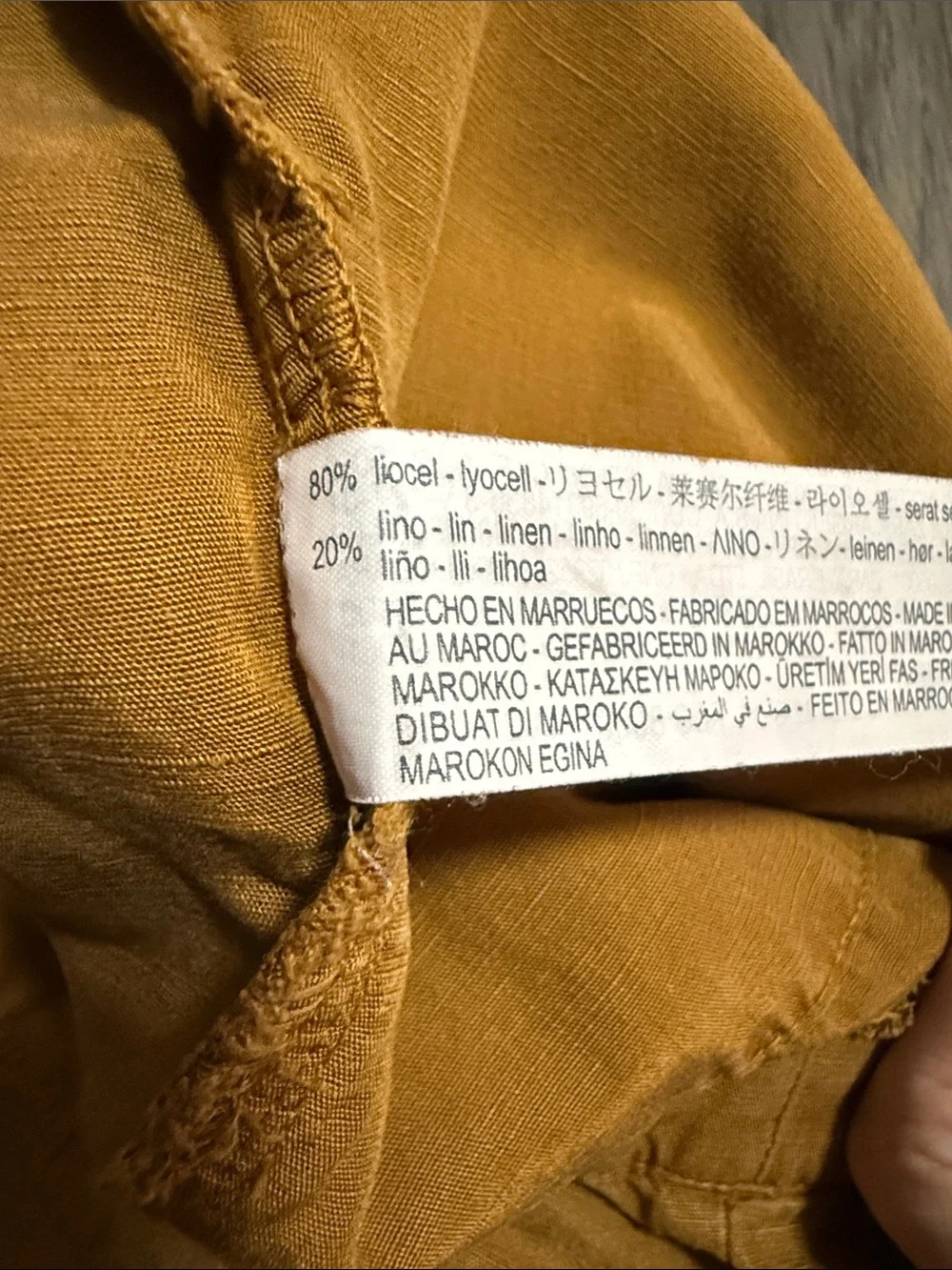 Women’s Mustard Yellow Drawstring Elastic Waist Deep Pocket Linen Lyocell Pants